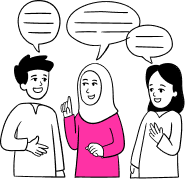 illustration of 3 people conversating