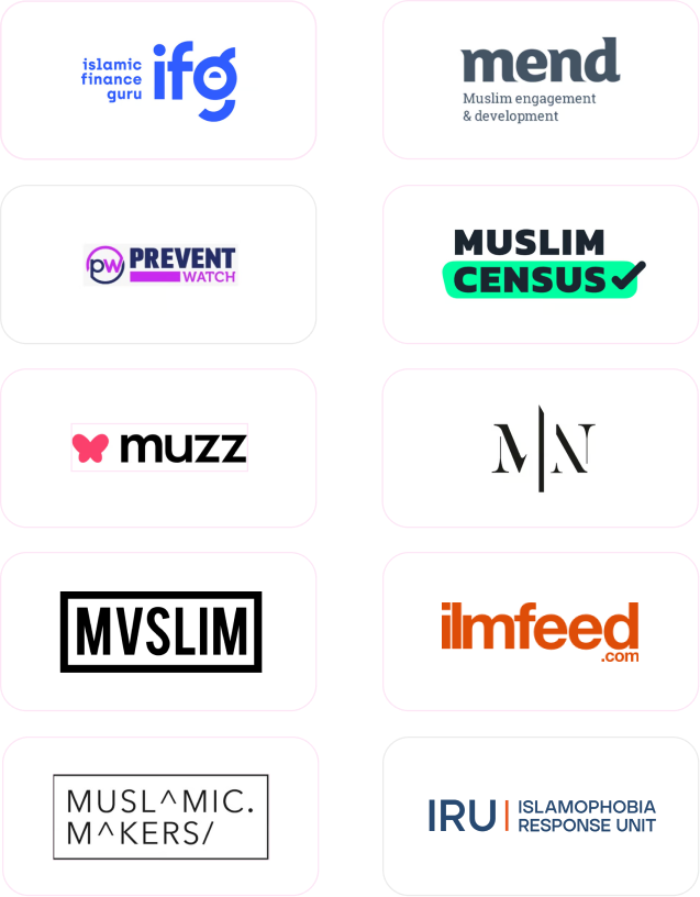 Logo wall of The Muslim Vote supporters